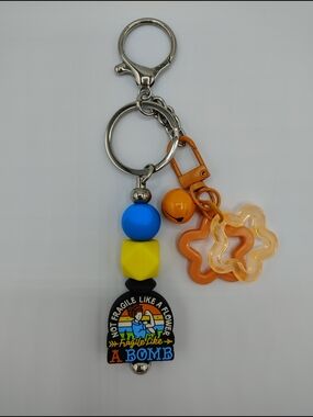 Handcrafted "Fragile Like a Bomb" Beaded Keychain / Bag Charm